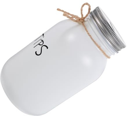 ifundom Glass Piggy Bank Money Jar 1000ml White Mason Jar Coin Bank for Adults Portable Savings Box Suitable for Home, Restaurant, Cafe Tip Collection