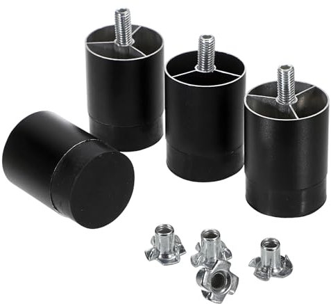 SUMNACON Lot de 4 pieds de meubles en alliage d'aluminium avec filetage M8 pour plan de travail, petit déjeuner, bar, bureau - Noir - 5 cm de hauteur