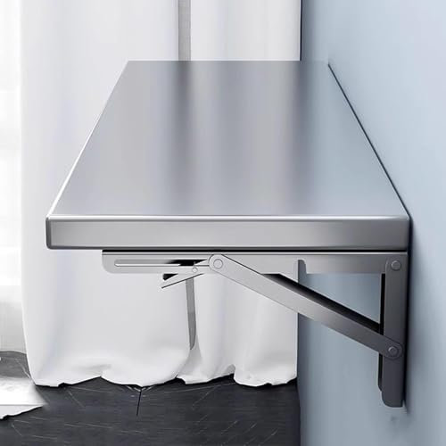 Klapptisch zur Wandmontage, 304 Edelstahl, Küchenregal, aus lebensmittelechtem Edelstahl, geeignet für Wohnzimmer, Balkon, Badezimmer oder Waschküche (100 x 50 cm)