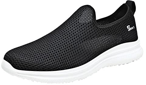 Sneaker Stivali Uomo Moda Estate Uomini Mesh Traspirante Piatto Leggero Confortevole Casual, Nero , 39 1/3 EU