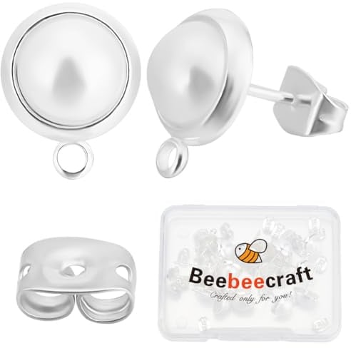 Beebeecraft 1 Box 20 Stück Perlenohrring Zubehör 925 Sterling Silber Plattierte Ohrstecker Mit Schlaufe Zur Schmuckherstellung 20 Stück Ohrstecker.