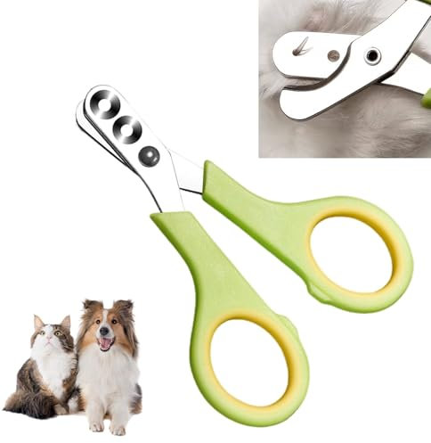 Coupe Griffes Chat, Pince Ongle Chien avec Doubles Trous de 2 mm et 4 mm, pour Les Chats, Petits Chiens, Lapins et Petits Animaux - Lame Incurvée en Acier Inoxydable et Manche Ergonomique