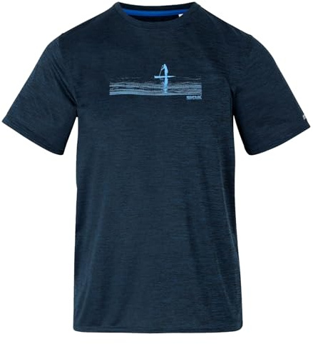 Regatta Herren T-Shirt Kurzarmshirt Funktionsshirt Fingal IX T-Shirt, Farbe:Dunkelblau, Artikel:-R73 Moonlight Denim Marl, Größe:XL