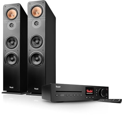 Teufel Ultima 40 Kombo 2 - Sistema estéreo de alta fidelidad, potente, Bluetooth aptX, WLAN, receptor de CD, radio digital Dab+, USB, sistema de 3 vías, música, películas, juegos (Negro)