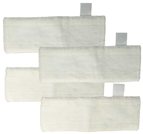 vhbw 4x Cleaning Pad compatible with Kärcher SC 3 Upright EasyFix Hot Spray Steamer, Steam Mop - Microfibre White