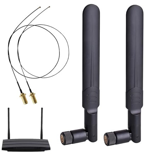 2 unidades de antena wifi, antena 5 g, antena wifi USB para PC, 2 cables MHF4, para tarjeta de red inalámbrica, router wifi, cámara IP, cámara de respaldo de seguridad, adaptador estéreo Bluetooth USB