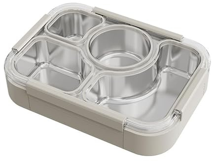 Donkoy Brotdose Metall mit Trennfächern - Frühstückbox und Essensbox aus Edelstahl 304 1000 ml für Schule, Büro und unterwegs. Edelstahl dose, Ideal für alle Altersgruppen. (1000 ml Weiß) (White)