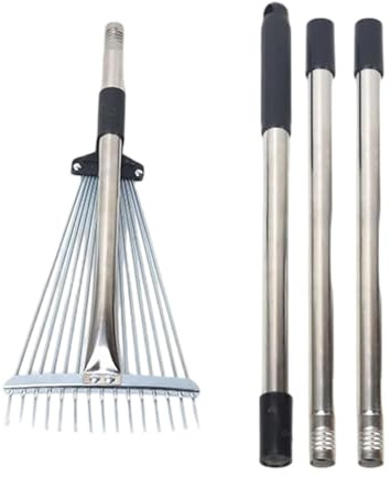 JINGLING Gartenrechen | Rasenrechen mit 15 Zähnen, Handwerkzeuge, effektives Unkrautvernichter, Gartenzubehör für Hof, Hecke und Rasen