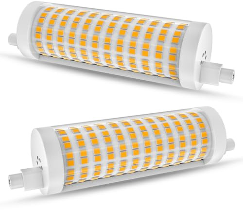 Lacnooe R7S LED Bulb 118mm 150W Equivalent,Dimmable T3 J Type Double Ended Floodlight Bulbs for Work,Security,Landscape Lights,Floor Lamps,120V 15W 1500 Lumen,Warm White 3000K,Pack of 2