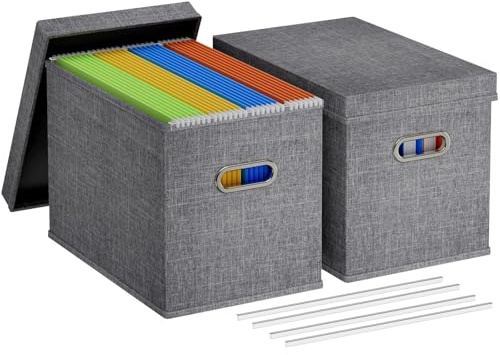 Lifewit A4 File Organiser Box, Document Storage Holder, Light Gray, 2 Pack