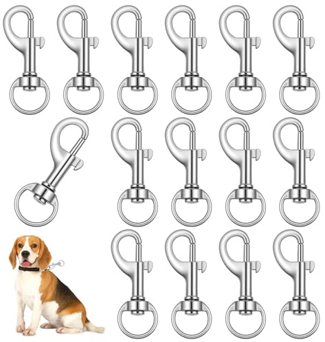 TIESOME 16 Stück Karabiner Hundeleine,360°Bolzen Karabinerhaken | mit Drehgelenk Karabinerhaken Bolzenkarabiner Drehbare öse Wirbelkarabiner Silber für Hundeleine Bergsteigen Schlüsselbund