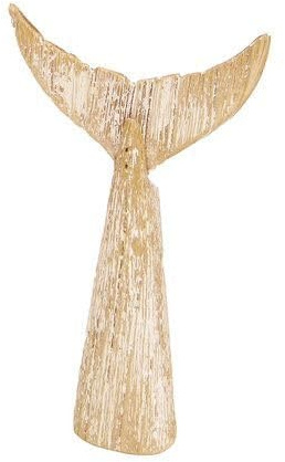 osters muschel-sammler-shop Maritime Holz Wal-Flosse Deko im Shabby Look, 18 x 11 x 3,5 cm, Weiß-Beige