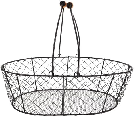 NUOBESTY Black Metal Fireplace Coal Basket with Handles, Indoor Firewood and Charcoal Holder, Coal Storage Crate for Household and Camping Use