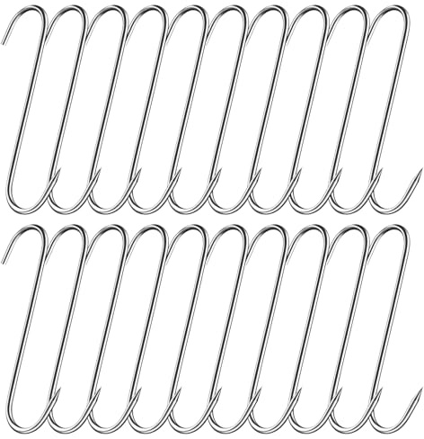 20 ganchos para carne de acero inoxidable, ganchos en S, pequeños, ganchos para ahumar, ganchos en S, resistentes y duraderos, para colgar ahumado en frío, secar para procesamiento de carne, pollo