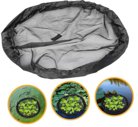 Protector de plantas de estanque flotante de 60 cm, maceta flotante redonda de malla fina, barrera de peces para protección de flora acuática, mejora de las características del agua del estanque