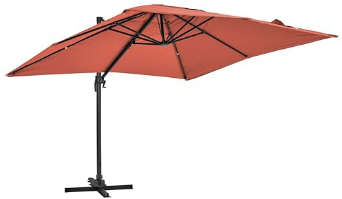 Oviala Parasol déporté inclinable et Rotatif 2x3m en Aluminium Terracotta