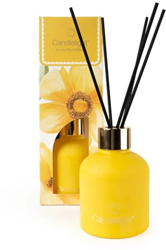 Yellow Flowers Reed Diffuser | 100ml Floral Home Fragrance Oil Diffuser in Yellow Glass Bottle with Black Reeds