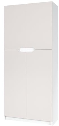 Vladon Büroschrank Logan V1, Made in Germany, Aktenschrank mit 5 Fächern und 4 Türen, Weiß matt/Cashmere (82 x 184 x 37 cm)