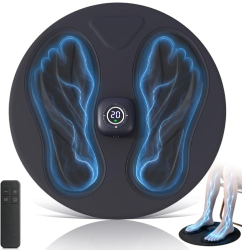 EMS & TENS Fußmassagegerät Durchblutungsstimulator, 10 Modi 20 Stufen, Wasserdicht Silikon-Fußpolster, leicht zu reinigen Leicht zu transportieren Durchblutung verbessern und Neuropathie