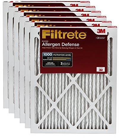 Filtrete MPR 1000 15 x 20 x 1 Micro Allergen Defense HVAC Air Filter, Uncompromised Airflow, Attracts Small Particles, 6-Pack