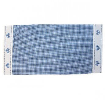 Tischläufer - blau - weiß kariert Stickerei - Herz -