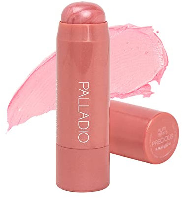 Palladio I'm Blushing 2-in-1 Wangen- und Lippenfarbe, aufbaubares leichtes Creme-Rouge, transparenter Multi-Stick mit feuchtigkeitsspendender Formel, ganztägiger Halt, einfache Anwendung, Precious