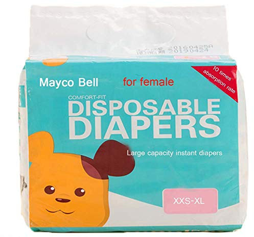 Mayco Bell 10 Stücke Hund Menstruationswindel Einweg Weibliche Packungen Menstruation Pads Papier Windeln Welpen Shorts Unterwäsche Panty (XXS (Taille 13,9-27,9 cm, Gewicht 0,5-1,5 kg))