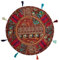 Stylo Culture Ethnisch Bodenkissenbezug Bodensitzkissen 45x45 cm Klein Rund Vintage Dunkelbraun Boho Patchwork Schöne Sitzkissen Baumwolle Bestickt Bodenkissen Bunt