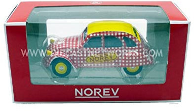 Norev- Citroen 2 CV 6 Special 1980 Saucisson Cyclista, veicolo in miniatura, 310601, rosso/bianco/giallo, scala 1:64