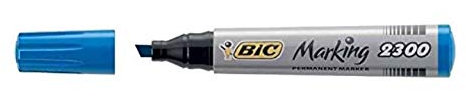 BIC Blue Permanent Marker Pen Chisel Tip Multi Purpose Low Odour 2300