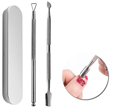 Nagelhaut Pusher Remover Kit, Edelstahl Dreieck Nagelhautschäler Schaber und Doppelt Beendet Nagelhautschieber Cutter Löffel Nagelreiniger Gel Nagellack Nagel Kunst Entferner Werkzeuge (Silber)
