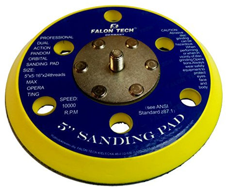Falon Tech Plato de lija con gancho y bucle para lijadora excéntrica 125 mm de diámetro 5/16 pulgadas UNF rosca exterior