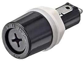 WITTKOWARE Sicherungshalter für Feinsicherung 5x20mm, Einbau-Ø 12mm, 10A/250V, Schwarz, Glas, Chassis Mount