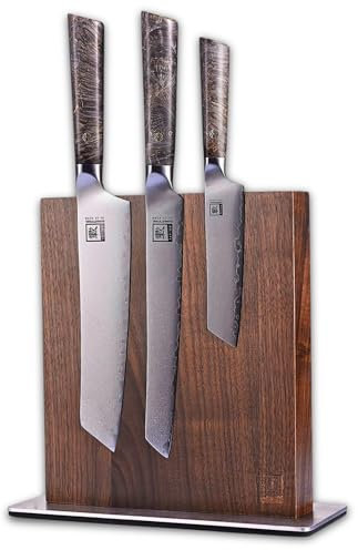Zayiko Professional Series – Premium 3er Damastmesser-Set mit Messerblock | 12-20 cm Klingen aus 67 Lagen echtem Damaststahl | Scharfe Profi-Küchenmesser mit Ahornholzgriff in edler Holzbox