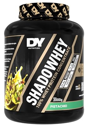 DY Nutrition - Shadowhey Whey Protein Concentrate Powder 2Kg | 23g Protein per Serving | 66 Servings | 7.3g of BCAAs | Sourced from EU Grass-Fed Cows | Premium Easy Mix & Digest Formula (Pistachio)
