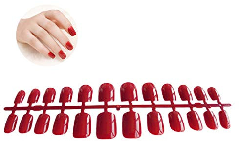 SOLUSTRE Rote Künstliche Fingernägel Selbstklebend aus Kunststoff 120 Stück mit Voller Abdeckung Kurze Nägel und Modisch für Selbstgemacht Nagelkunst und Maniküre