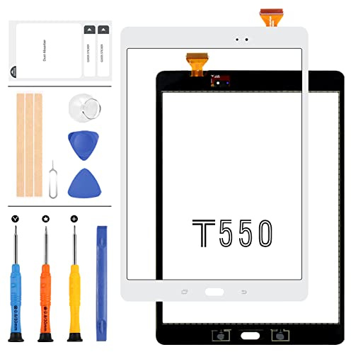 Écran tactile numériseur pour Samsung Galaxy Tab A 9,7 SM-T550 SM-T551 SM-T555 T550 T551 T555 Capteur tactile Lentille de rechange (écran LCD non inclus) avec outils (Blanc)
