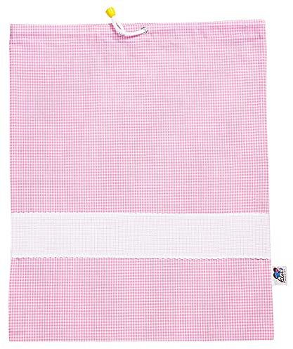 Filet - Sac maternelle à carreaux Vichy teint en fil Rose |Bande en toile Aida personnalisable | Taille 42 x 34 cm | Fabriqué en Italie