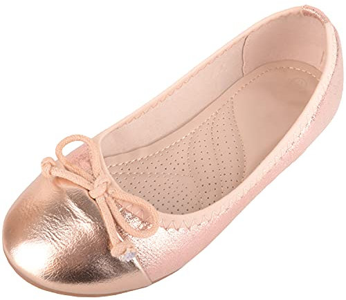 ABSOLUTE FOOTWEAR Scarpe da ballo per bambine e ragazze, con glitter scintillanti, con design a fiocco, Oro rosa, 31 EU