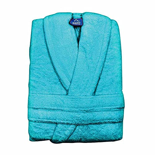 Alpes Blanc - Peignoir de bain mixte à Col Châle - 70% Coton et 30% Bambou 450g/m² - Ultra Doux, Ultra Absorbant et Hypoallergénique - Bleu Canard - Taille XXL