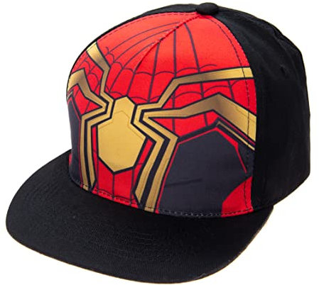 Marvel Spiderman Baseball Cap for Boys, Boys Hat and Fitted Cap, Flatbrim Baseball Spiderman Hat in Red & Marvel Design