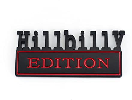 Hillbilly Edition | Emblem zum Kleben | 3D Kunststoff Aufkleber | Schwarz matt/Rot