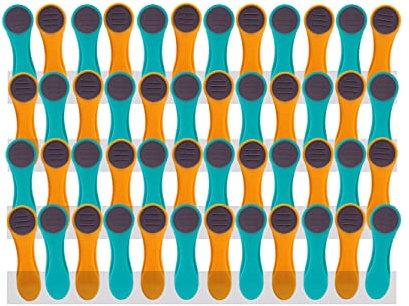 48 Wäscheklammern mit Federn aus rostfreiem Edelstahl Soft Grip Softgrip Soft Touch Softtouch, Türkis, Gelb, Grau