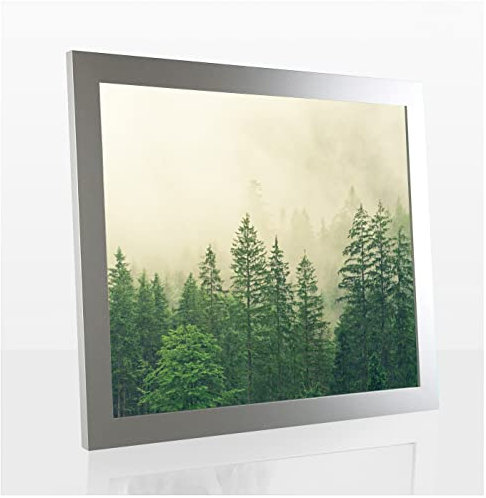 Monaldo Deluxe Bilderrahmen Posterrahmen 100 x 70 cm Farbe Mattsilber Silber Matt Wechselrahmen weisser Hintergrund Antireflex Kunstglas