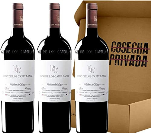 Pago de los Capellanes - Envío 24 H - Ribera del Duero - Caja Regalo Vino - Seleccionado Cosecha Privada (3 x Botella 75 cl, Capellanes Crianza)
