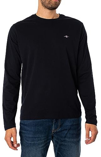 GANT Men's REG Shield LS T-Shirt, Black, Standard, Black, M