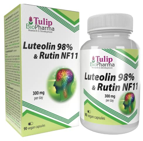Luteolin 98% + Rutin 90 Vegan Capsules, 3rd Party Lab Tested, High Strength Supplement, Gluten and GMO Free