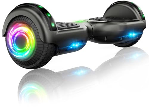 SISIGAD Offroad Hoverboard Kinder Adults mit 6,5 Reifen Leistungsstarke große Batterie Hoverboard Bluetooth-Lautsprechern LED-Licht, A02, A02-Black