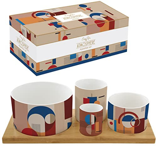 Set Aperitif 4 COUPELLES en Porcelaine sur Plateau Bambou