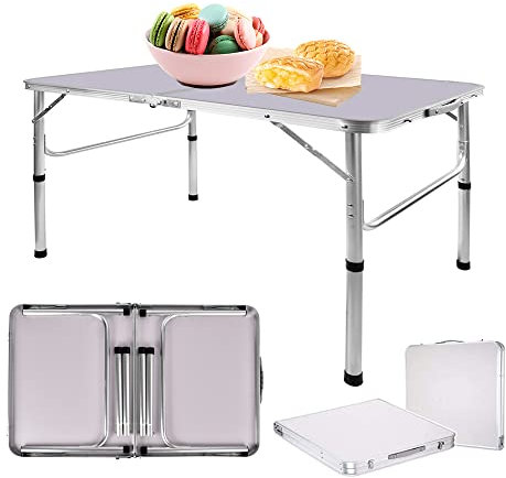 AUTOFU Klapptisch 91 cm höhenverstellbar Outdoor Camping Picknicktisch Faltbarer Bocktisch Zusammenklappbarer Gartentisch Klapptisch Tragbarer Allzwecktisch Stabiler, leichter Aluminiumrahmen